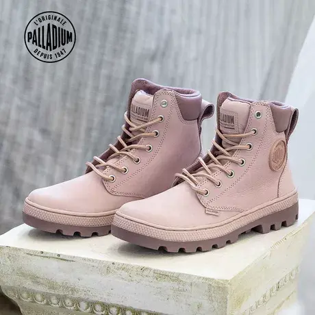 PALLADIUM帕拉丁马丁靴高帮粉色女款工装靴秋季新款户外大黄靴ZT图片