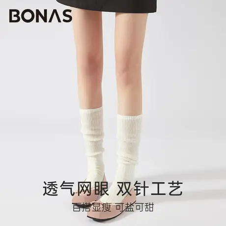 宝娜斯芭蕾风白色堆堆袜小腿袜女jk袜子白色春季纯色长筒袜子网纱图片