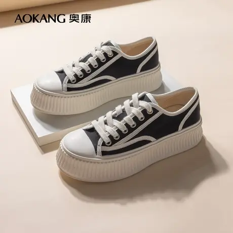 奥康女鞋夏季新款厚底饼干鞋百搭增高松糕底小白鞋女时尚休闲女鞋图片