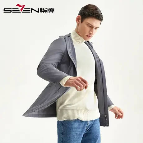 【清仓】柒牌男装短款风衣男士休闲秋季外套青中年防风运动上衣潮图片