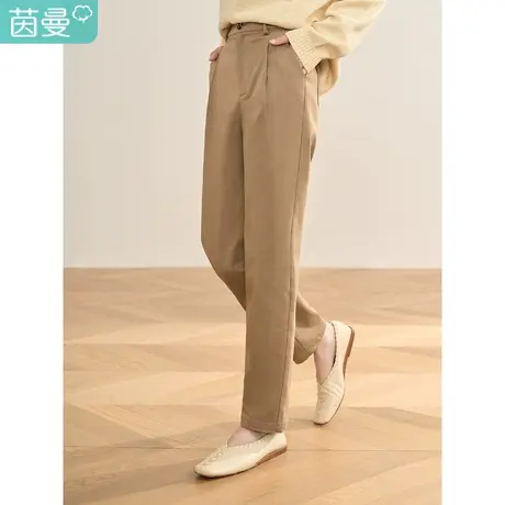 【商场同款】茵曼2023春女装新款休闲弹力松紧腰直筒小脚裤九分裤图片
