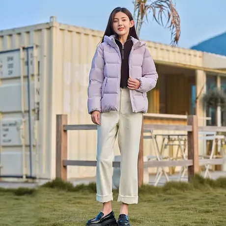 坦博尔2022年新款羽绒服女冬短款连帽保暖百搭小个子外套TD336332图片