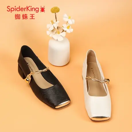 SPIDER KING/蜘蛛王玛丽珍女鞋2024秋商场新款刺绣新中式国风方跟图片
