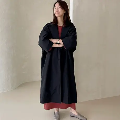 新款风衣女中长款韩版宽松大码休闲时尚气质文艺范长袖开衫外套潮商品大图