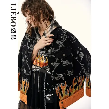 裂帛LIEBOFeng设计师品牌ins男女同款小众时髦刺绣BF国潮牛仔外套图片