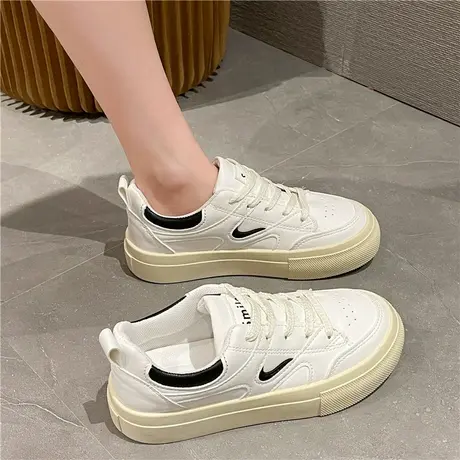 小白鞋女ins潮百搭厚底小众原创2023年春夏季新款休闲运动板鞋子商品大图
