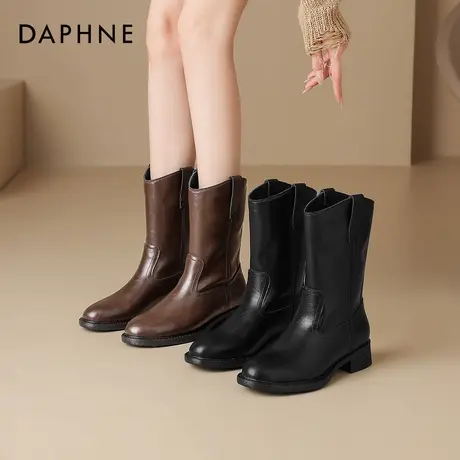 达芙妮中筒靴女西部北方新疆旅游骑牛仔短靴2025新款靴子士马丁靴商品大图