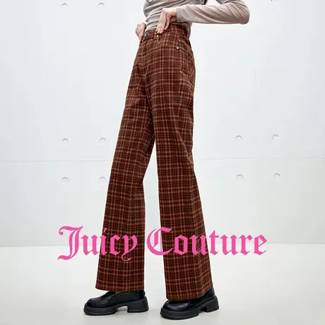 Juicy Couture橘滋休闲裤女2025年秋季新款复古格纹印花微喇长裤商品大图