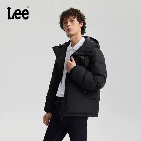 Lee25秋冬新品舒适版连帽可调节抽绳设计小Logo织标男长款羽绒服商品大图