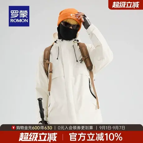 罗蒙男士户外短款连帽冲锋夹克衣服2025秋季新款时尚潮流服外套男商品大图