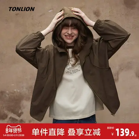唐狮2026春秋季连帽短款外套女美式高街酷飒风高级感休闲外套女商品大图