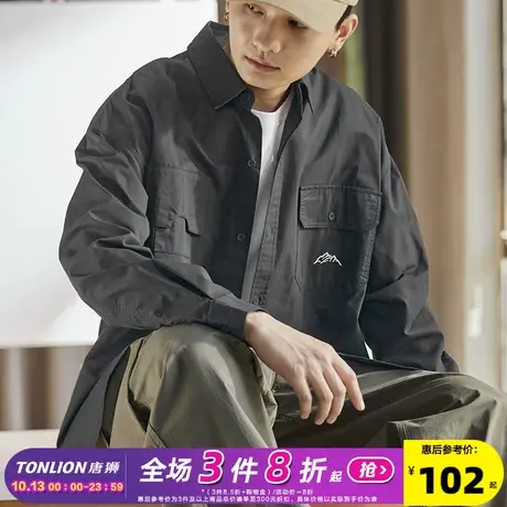 唐狮春秋季日系工装衬衫男长袖复古重磅质感户外休闲宽松百搭外套商品大图