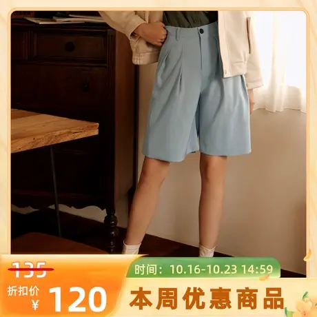 桔熊秋冬季通勤简约廓形不易皱五分西装裤子女胖妹妹大码BA7338商品大图