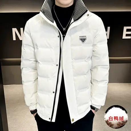 轻熟风男装新款2023时尚白鸭绒外套冬季款立领加厚男式保暖羽绒服商品大图