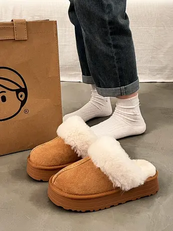 网红毛毛拖鞋女外穿2023年秋冬新款百搭厚底加绒防滑包头棉拖鞋潮商品大图