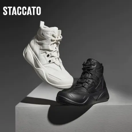 思加图冬季新款白色工装靴短靴厚底增高时装靴女靴子D5221DD3商品大图