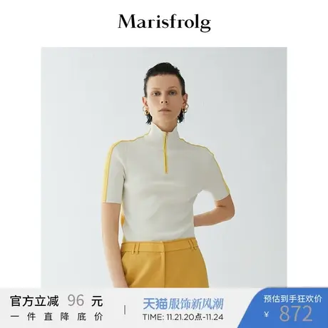 【商场同款】玛丝菲尔秋季新款拼接内搭外穿套头毛衣女商品大图