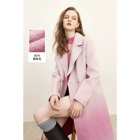 MISSCOCOON千金玛德琳双面羊毛呢大衣2023冬新款兔毛气质毛呢外套图片