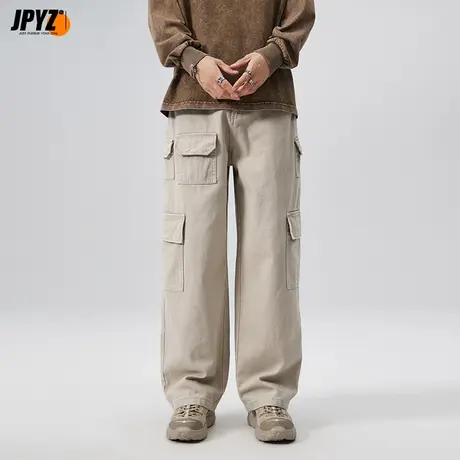 男生工装裤多口袋直筒潮牌长裤休闲痞帅青少年宽松2023新款纯棉裤商品大图