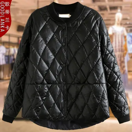 加大码胖妈妈秋冬短款小棉袄宽松时尚立领轻薄款棉衣羽绒棉服外套商品大图