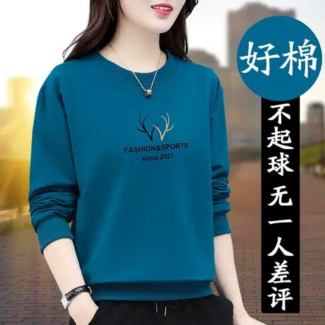 恋上17号秋季卫衣女2022年春秋新款中年妈妈休闲运动上衣秋装短款商品大图