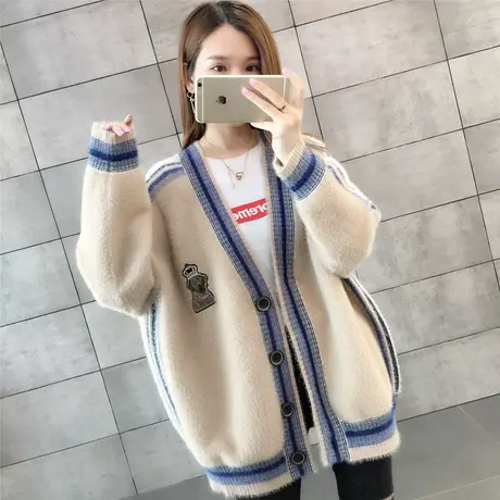 毛衣女装2024年新款春款春装春秋冬仿水貂绒针织开衫宽松外套爆款商品大图