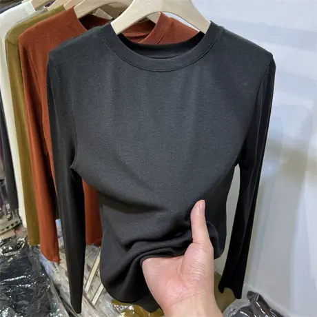 德绒保暖打底衫女内搭春秋冬季百搭洋气加绒修身叠穿卫衣长袖T恤商品大图