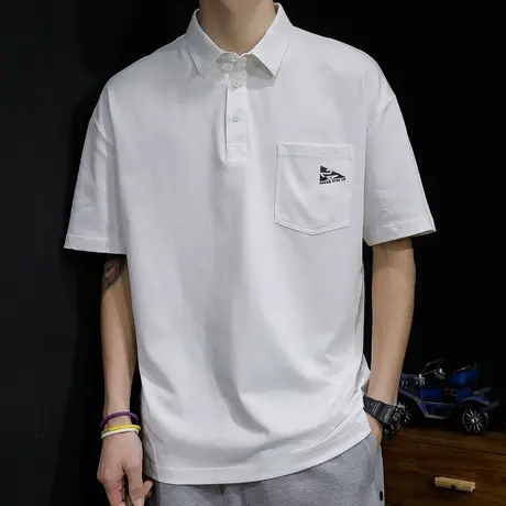 保罗Polo衫男士短袖t恤2024新款宽松大码高级感加肥加大翻领体恤商品大图