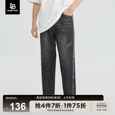 Lilbetter直筒牛仔裤美式复古裤子欧美街头长裤宽松潮流薄款男裤商品大图