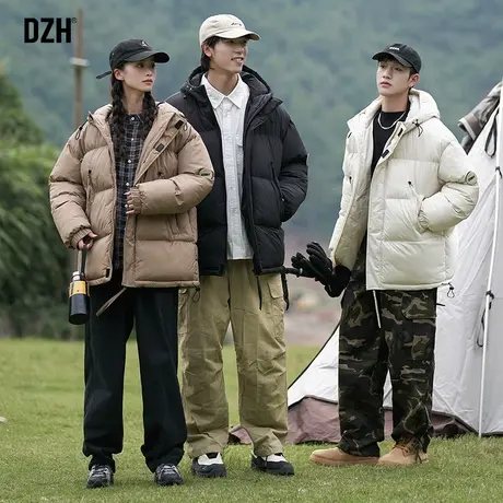 美式情侣棉服男冬季新款加厚棉衣青少年冬装连帽保暖外套男款棉袄图片