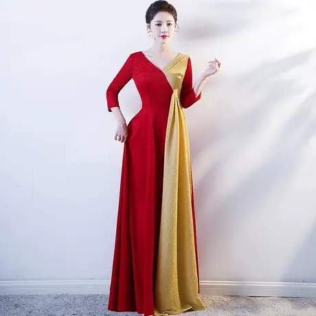 大合唱团演出服装女长裙2023新款成人独唱舞台红歌朗诵指挥晚礼服商品大图