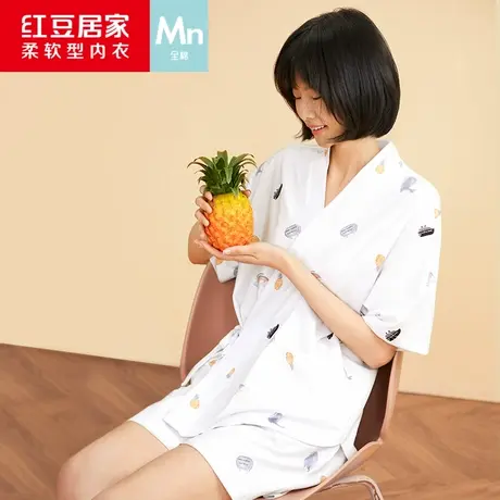 纯棉短袖睡衣女士套装红豆汉服新款国风家居服日系和服夏季薄款潮商品大图