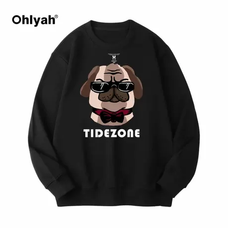 Ohlyah纯棉长袖t恤男秋季宽松大码薄款内搭圆领学生卫衣班服定制商品大图