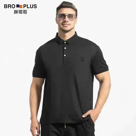 [刺绣H商务POLO衫]大码男装中年短袖男宽松加肥加大胖子男士T恤夏图片