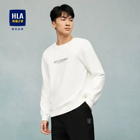 HLA/海澜之家圆领长袖T恤2023秋季新款简约纯色日常套头上衣男图片