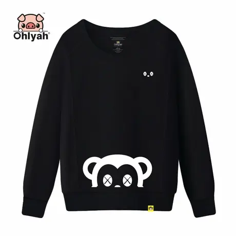 Ohlyah卫衣女宽松韩版情侣装小老鼠年印花潮牌上衣纯棉圆领工作服商品大图