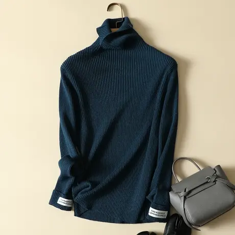 秋冬新款韩版堆堆高领毛衣女加厚套头针织打底衫洋气内搭女士上衣商品大图