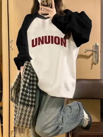 2023早秋新款欧货女装仿棉长袖t恤冬季宽松韩版内搭打底衫上衣潮图片