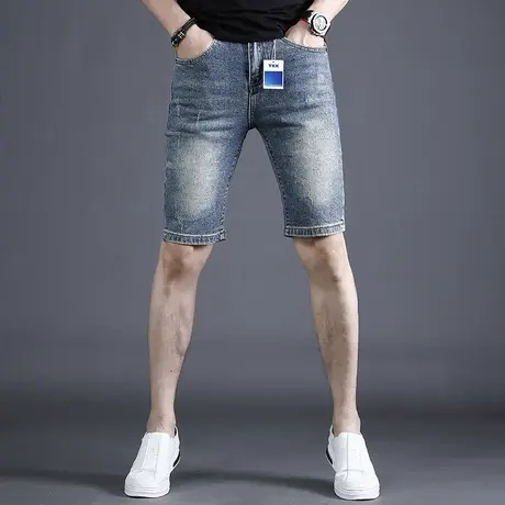 牛仔短裤男潮牌修身休闲复古简约弹力五分裤夏季薄款男士中裤青年商品大图