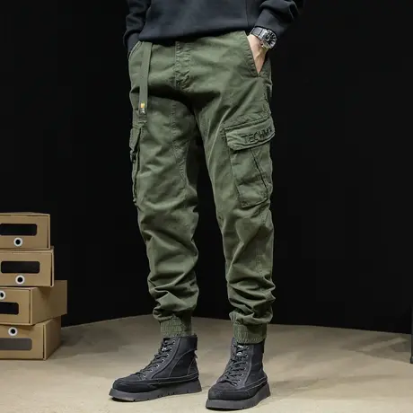 美式伞兵工装裤男秋冬款潮牌2023新款束脚男士多口袋裤子休闲男裤商品大图