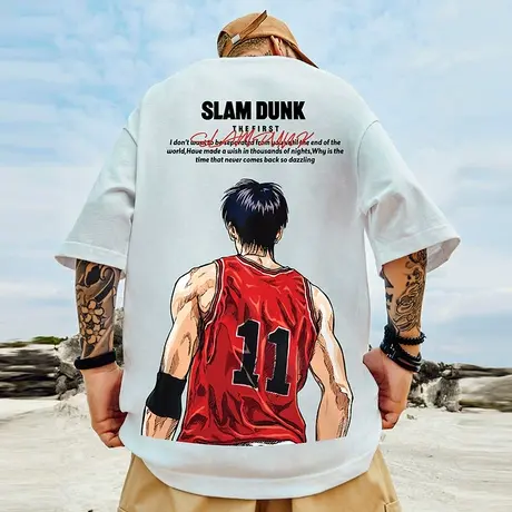 日系潮牌胖子男装大码国潮宽松卡通联名短袖T恤加肥加大半袖潮流商品大图