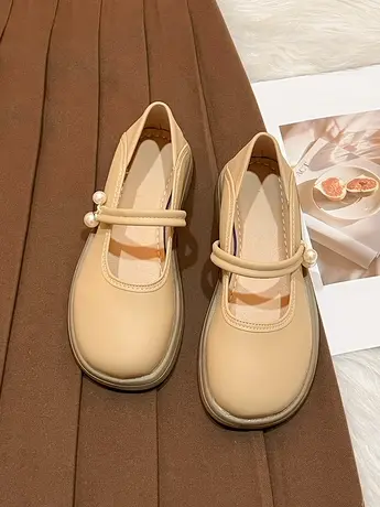 小皮鞋女夏季配裙子玛丽珍女鞋2023年新款法式平底两穿一脚蹬单鞋商品大图