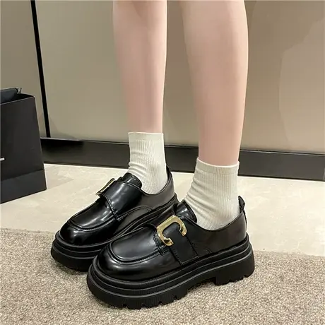 厚底小皮鞋女2024新款春秋季百搭英伦风黑色乐福鞋玛丽珍女鞋单鞋商品大图