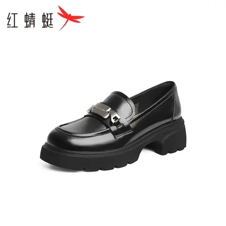 红蜻蜓乐福鞋女真皮春季新款松糕厚底增高小皮鞋女英伦学院风女鞋商品大图