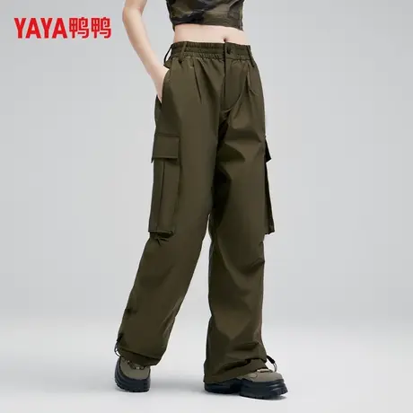 鸭鸭羽绒裤女冰壳联名款新款长款抽绳束脚保暖高腰裤子C商品大图