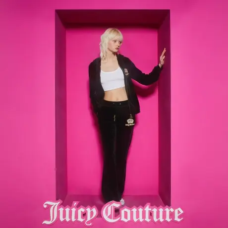 Juicy Couture橘滋23新款奢华丝绒皇冠烫钻女休闲裤商品大图