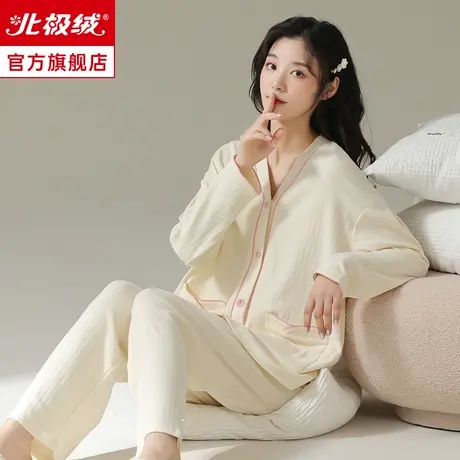 纯棉睡衣女春秋款长袖大码薄款2023年新款简约女士夏款家居服套装商品大图