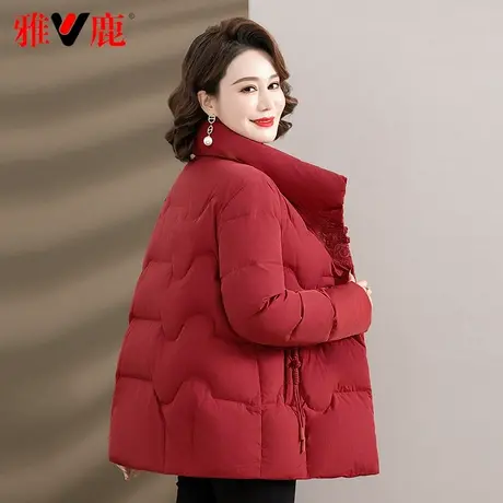 雅鹿官方中年妈妈羽绒服女短款2023年新款中老年盘扣洋气外套冬季图片