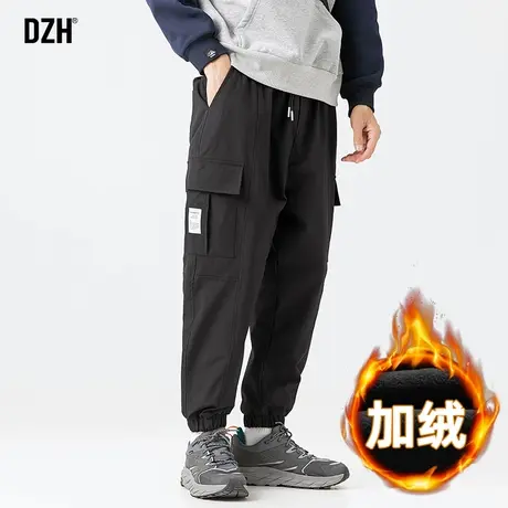 男士黑色加绒加厚工装裤男秋冬束脚潮牌男裤2023年新款休闲裤男款商品大图