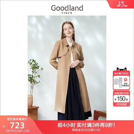 音儿美地女装2023春季新款复古风琴片设计感赫本风风衣商品大图